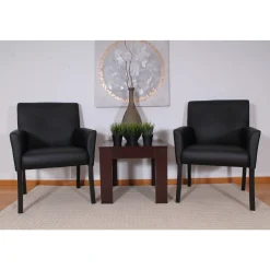 Box Arm Guest Chair with Black Wood Frame