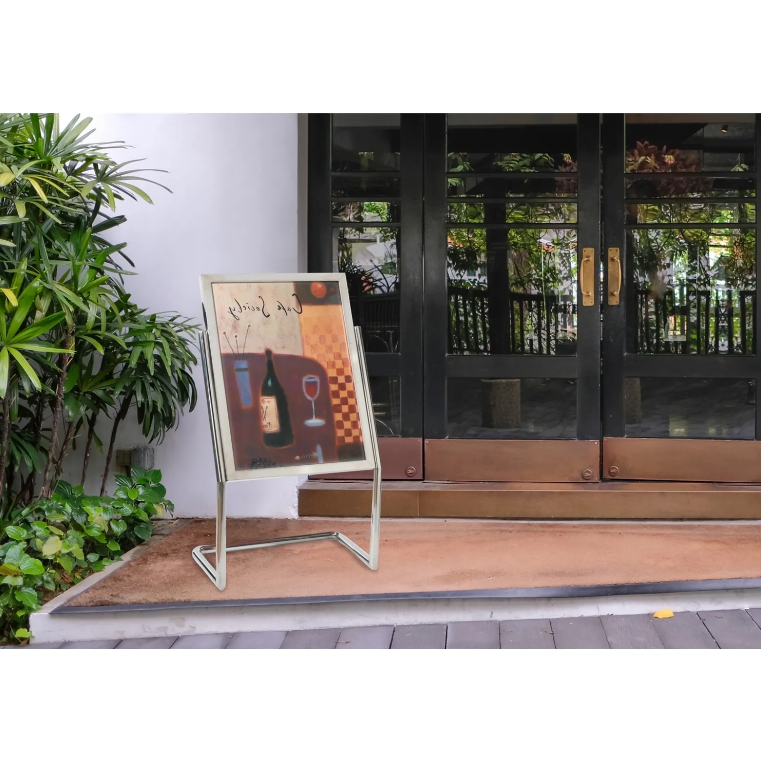 Broadcasters Standing Sign Holder - Chrome Frame