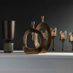 Bronze Textured Vases, Set of Two