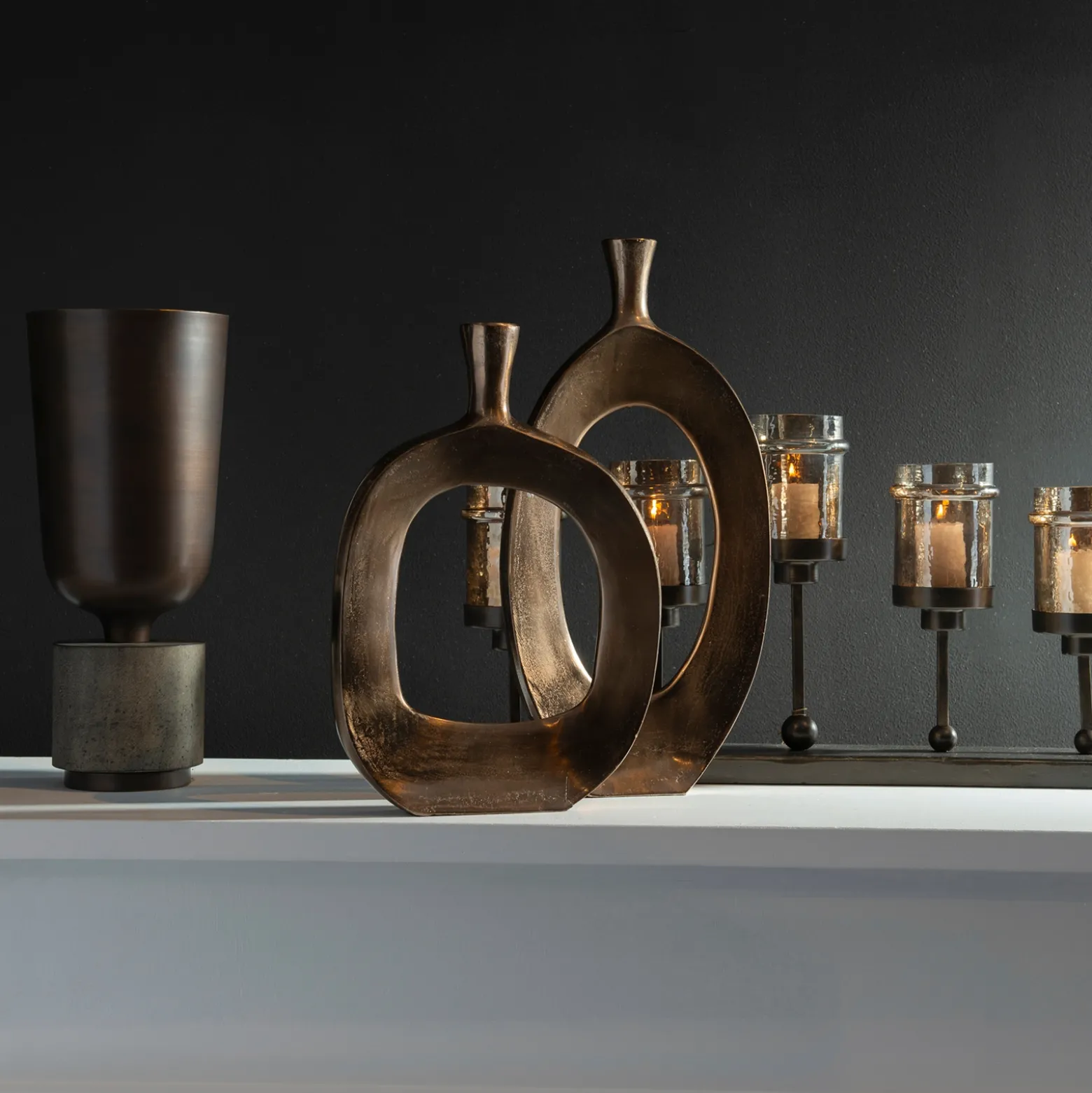 Bronze Textured Vases, Set of Two