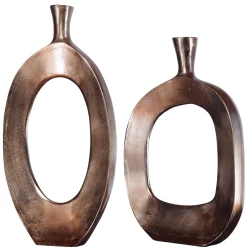 Bronze Textured Vases, Set of Two