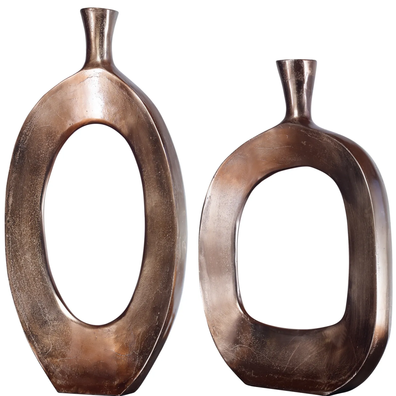 Bronze Textured Vases, Set of Two