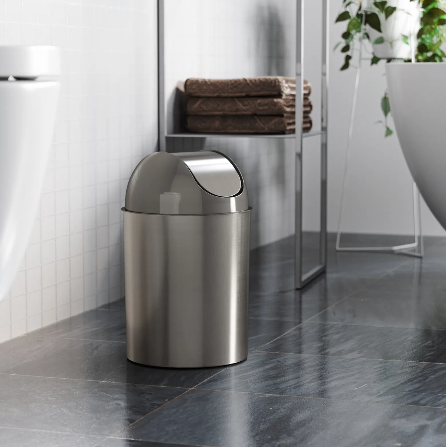 Brushed Trash Can