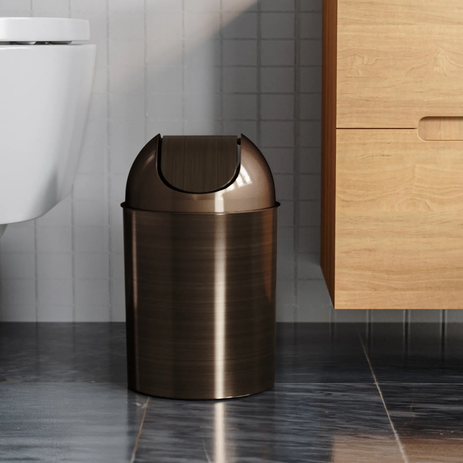 Brushed Trash Can