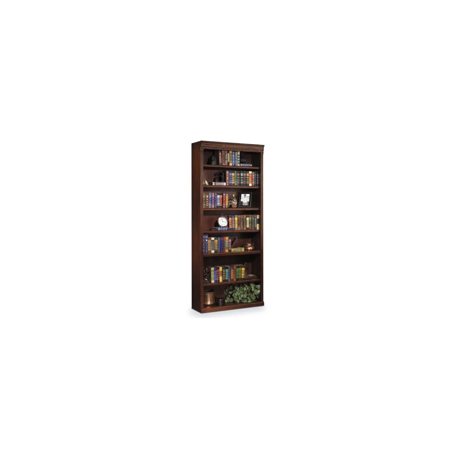 Burnished Oak 84" Seven Shelf Bookcase
