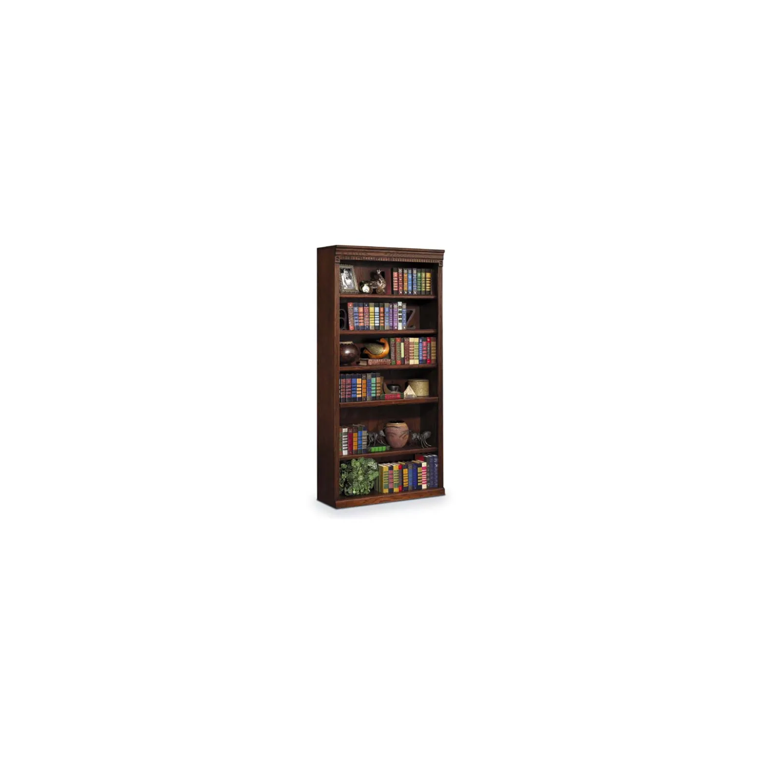 Burnished Oak 72" Six Shelf Bookcase