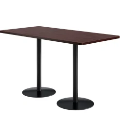 Café au lait Bar Height Rectangular Table with Pedestal Base - 72