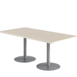 Café au lait Standard Height Rectangular Table with Pedestal Base - 72