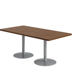 Café au lait Standard Height Rectangular Table with Pedestal Base - 72