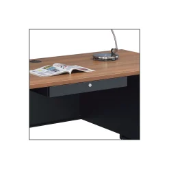 Carbon Double Pedestal Steel Desk with Center Drawer - 66"W x 30"D