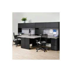 Carbon Dual J-Shaped Steel Desks with Hutch and File
