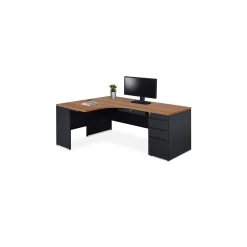 Carbon Dual J-Shaped Steel Desks with Hutch