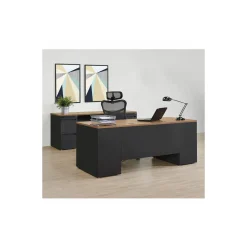 Carbon Executive Steel Desk and Credenza Set