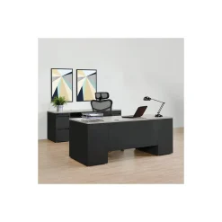 Carbon Executive Steel Desk and Credenza Set