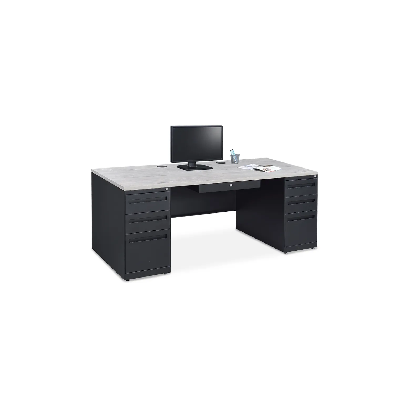 Carbon Executive Steel Desk - 72"W x 30"D