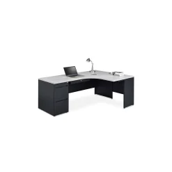 Carbon J-Shaped Steel Desk with 2 Drawer Pedestal and Right Return - 72"W x 48"D