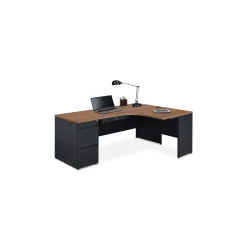 Carbon J-Shaped Steel Desk with 2 Drawer Pedestal and Right Return - 72