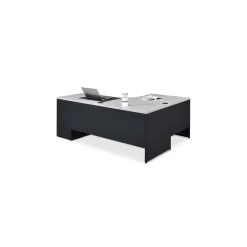 Carbon J-Shaped Steel Desk with 3 Drawer Pedestal and Left Return 72
