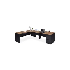Carbon L-Shaped Steel Desk with 2 Drawer Pedestal and Right Return - 72