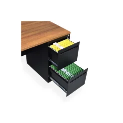 Carbon L-Shaped Steel Desk with 2 Drawer Pedestal and Right Return - 72
