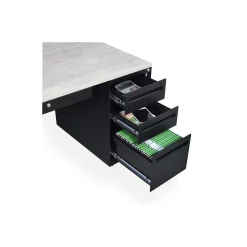 Carbon L-Shaped Steel Desk with 3 Drawer Pedestal and Right Return 72