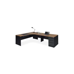 Carbon L-Shaped Steel Desk with 3 Drawer Pedestal and Right Return 72