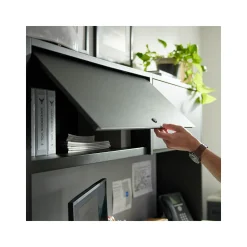 Carbon L-Shaped Steel Desk and Hutch with Right Return - 72
