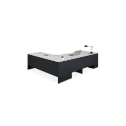 Carbon L-Shaped Steel Desk with 3 Drawer Pedestal and Left Return - 72