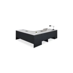 Carbon L-Shaped Steel Desk with 2 Drawer Pedestal and Left Return - 72