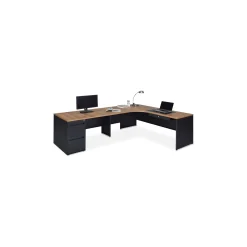 Carbon L-Shaped Steel Desk with 2 Drawer Pedestal and Left Return - 72