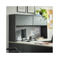 Carbon Reversible Bowfront Steel U-Desk with Hutch - 72