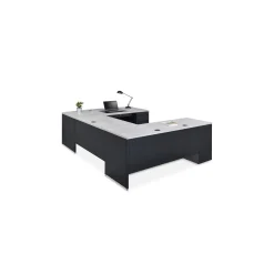 Carbon Reversible Bowfront Steel U-Desk with Hutch - 72