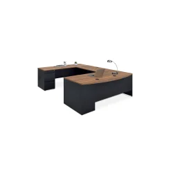 Carbon Reversible Bowfront Steel U-Desk with Hutch - 72