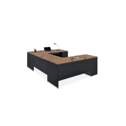 Carbon Reversible Bowfront Steel U-Desk with Hutch - 72