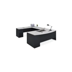 Carbon Reversible Bowfront Steel U-Desk - 72"W x 108"D