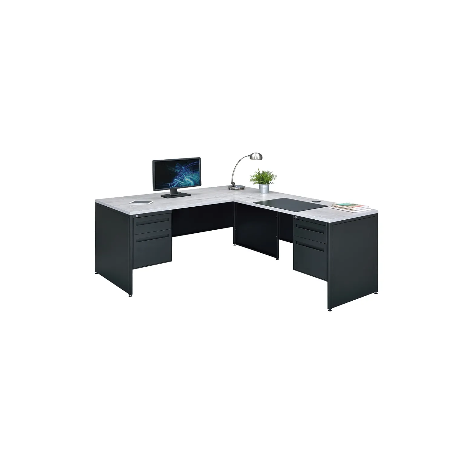 Carbon Reversible L-Shaped Steel Desk - 66"W x 78"D