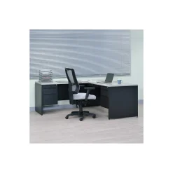 Carbon Reversible L-Shaped Steel Desk with Center Drawer - 66