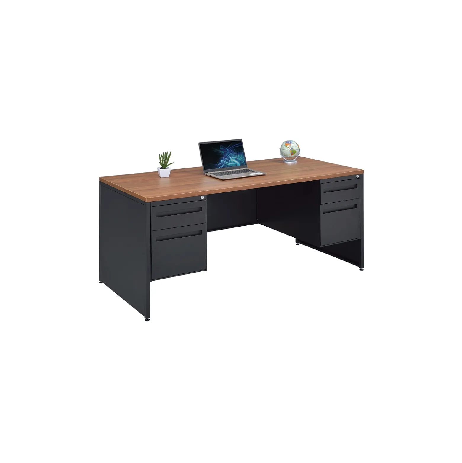 Carbon Steel Desk and Credenza Set
