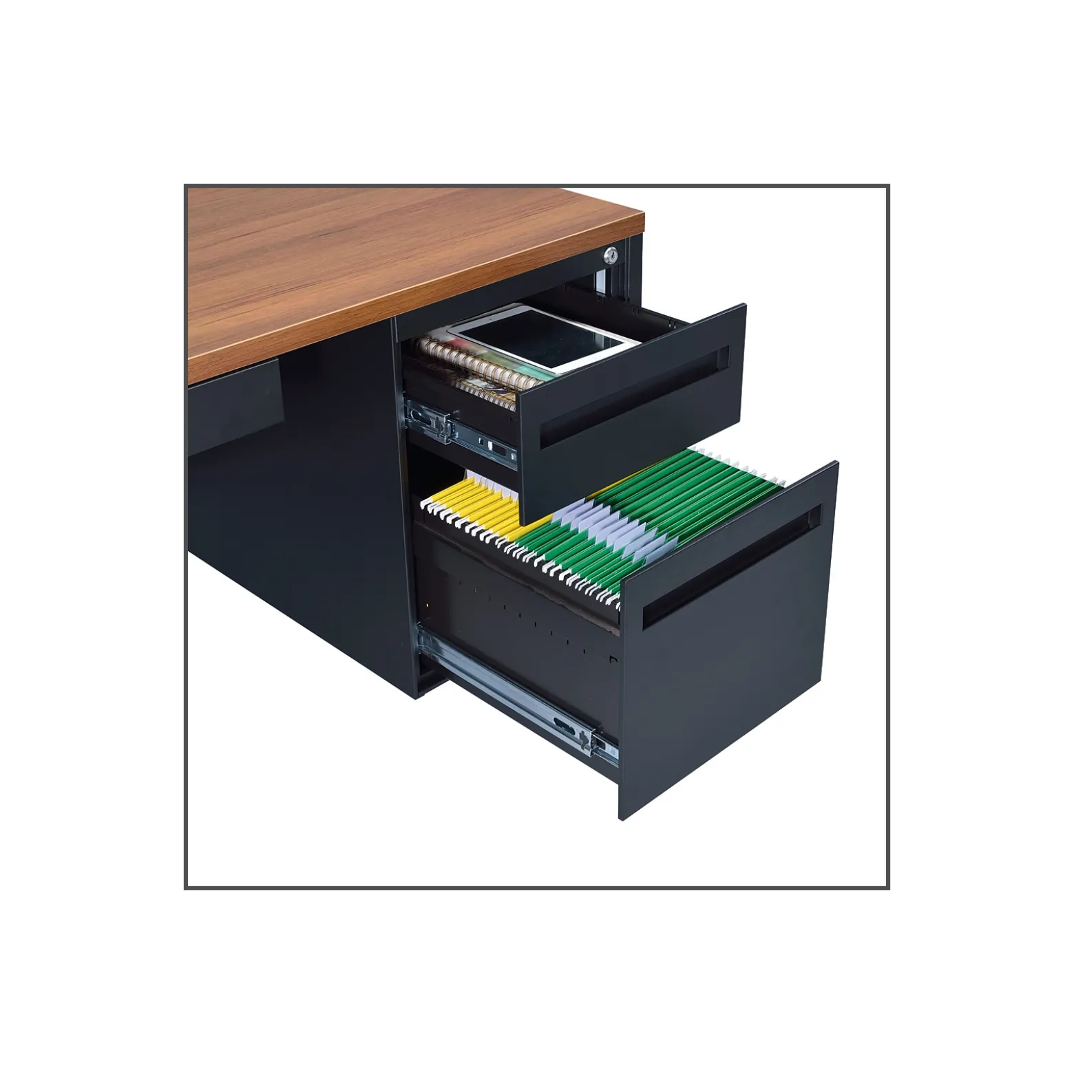 Carbon Steel Desk and Credenza Set