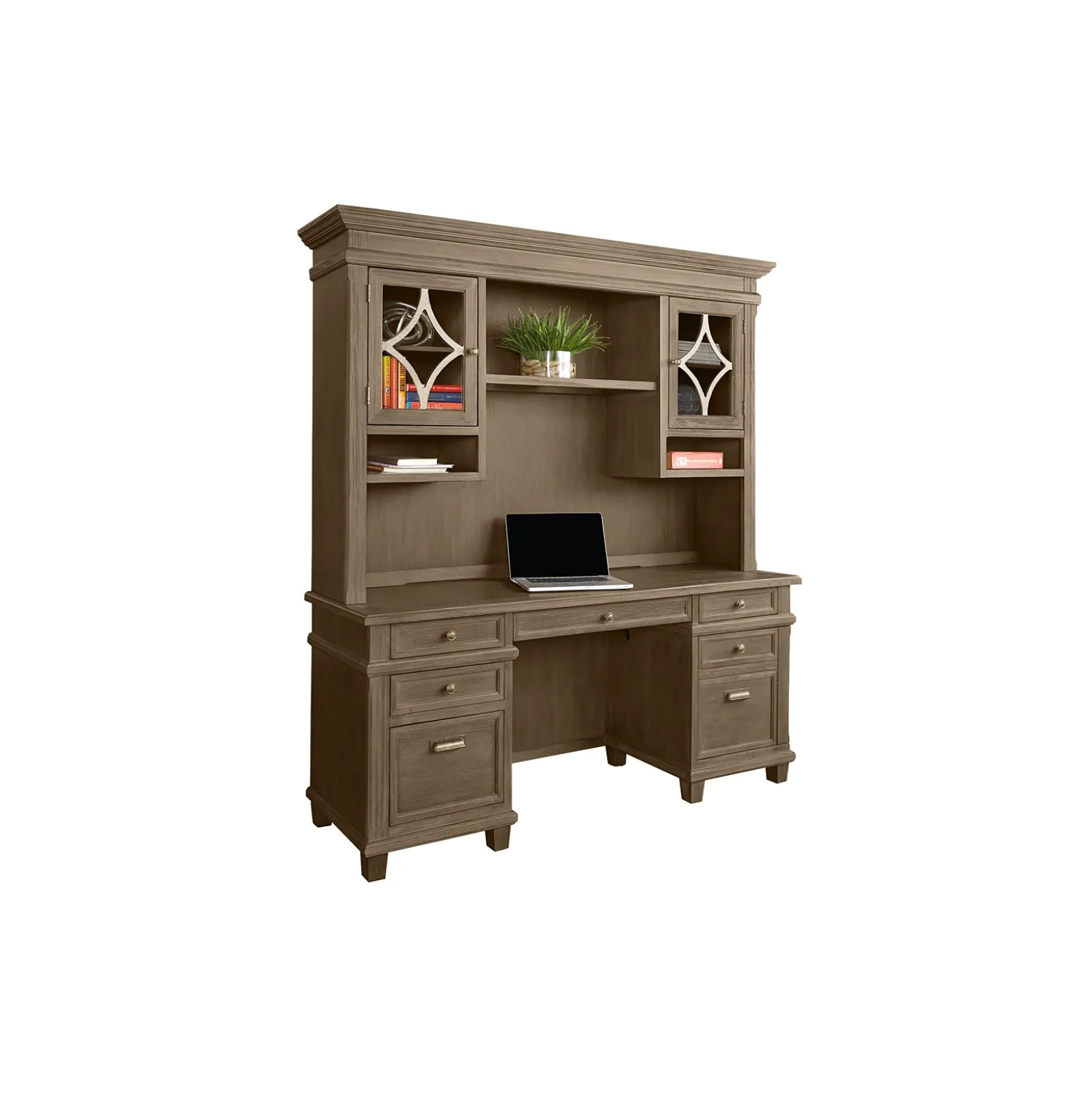 Carson Double Pedestal Credenza with Hutch 70"W