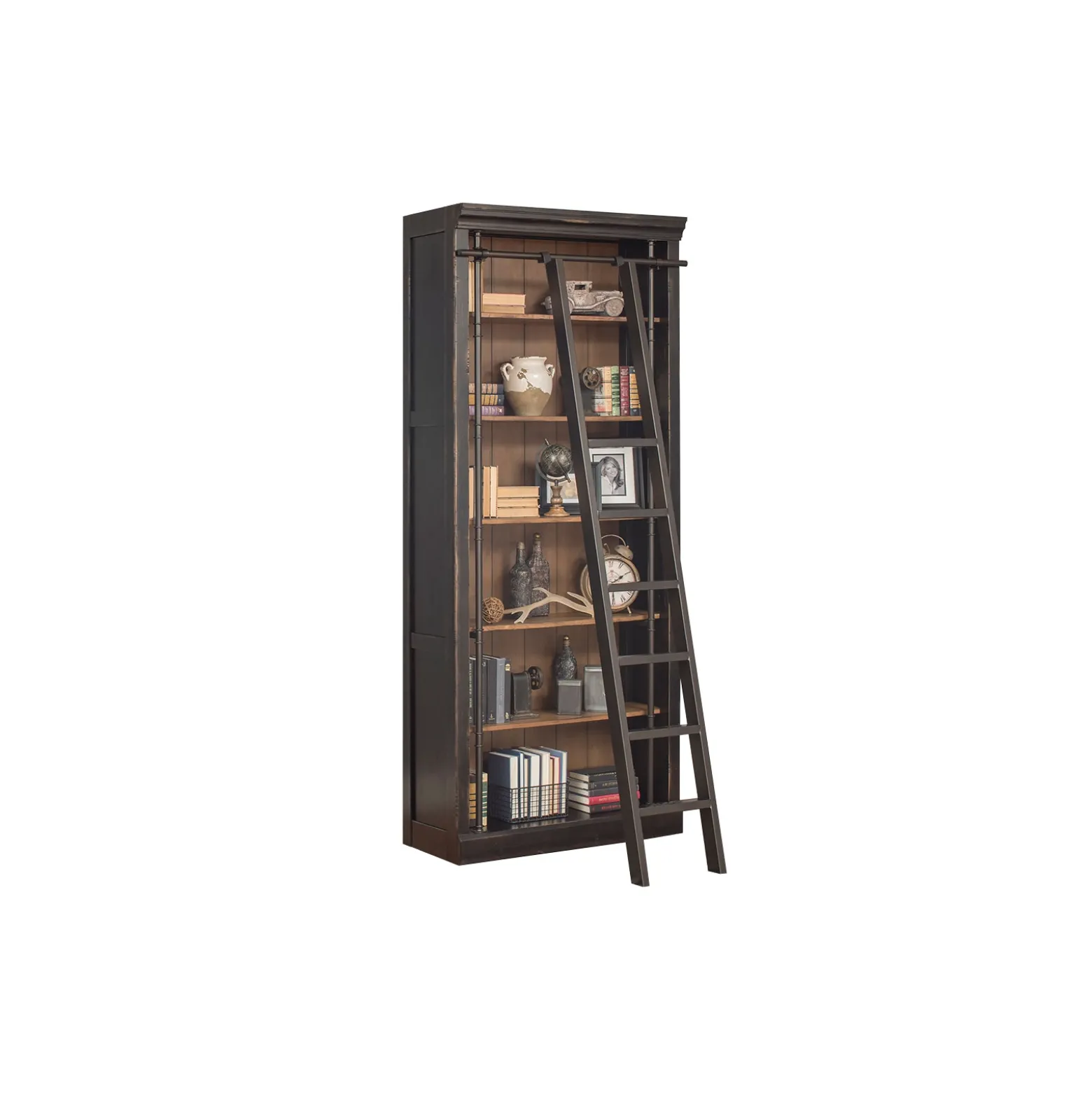 Cast Metal Base Writing Desk and Bookcase Wall Set