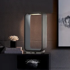Charcoal Gray LED Table Lamp with USB Port