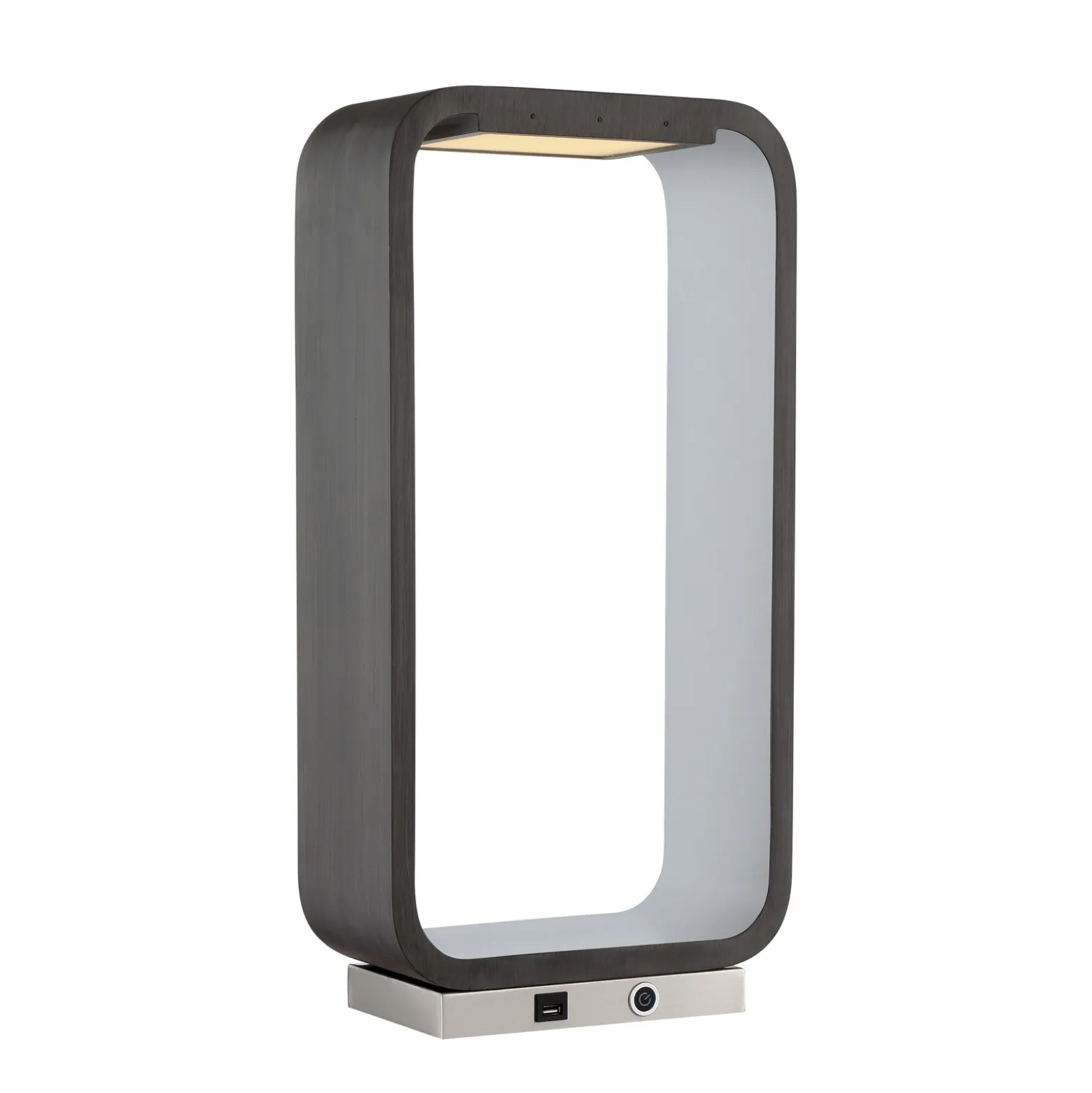 Charcoal Gray LED Table Lamp with USB Port
