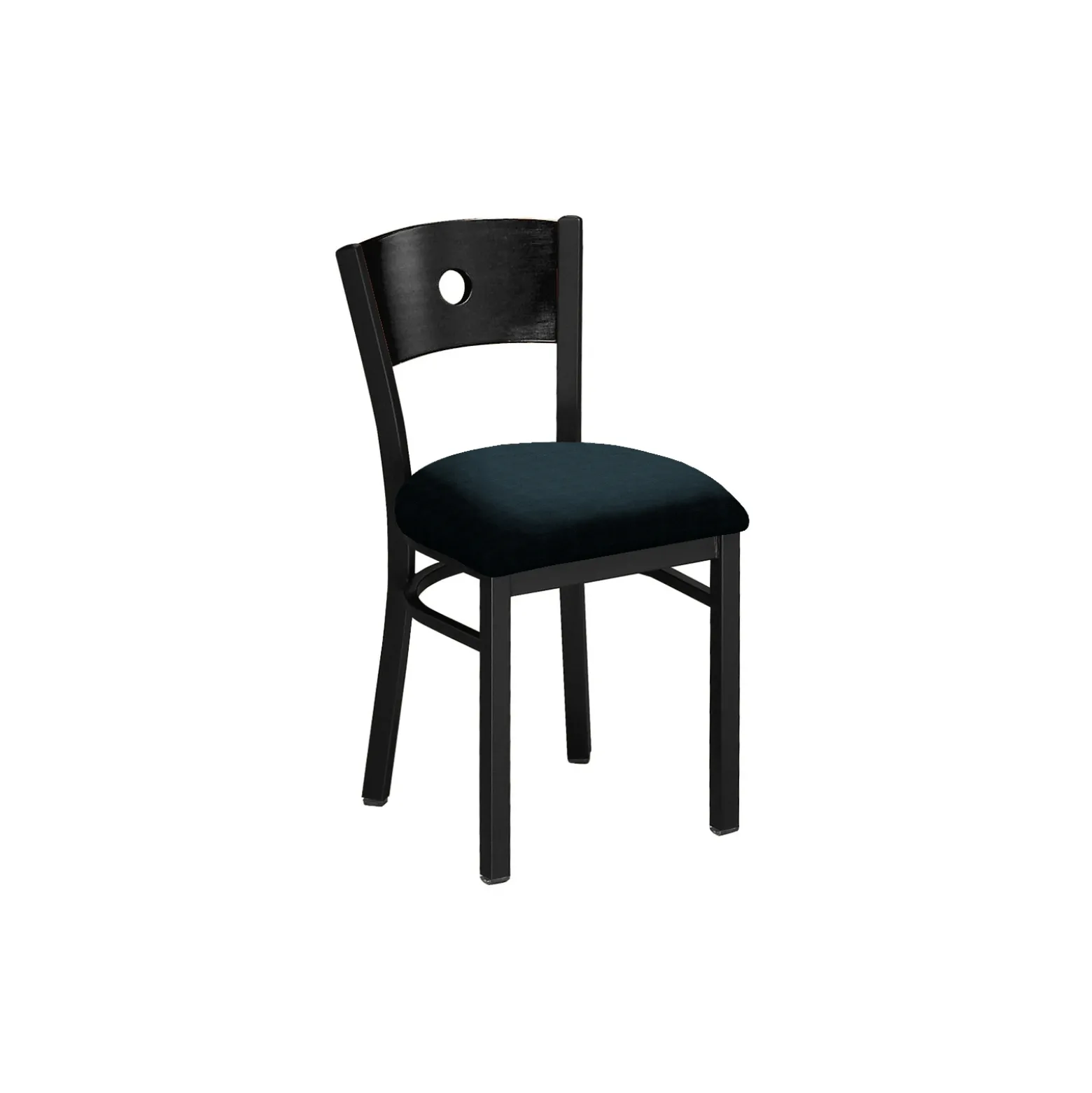Circle-Back Chair with Wood Back and Black Frame
