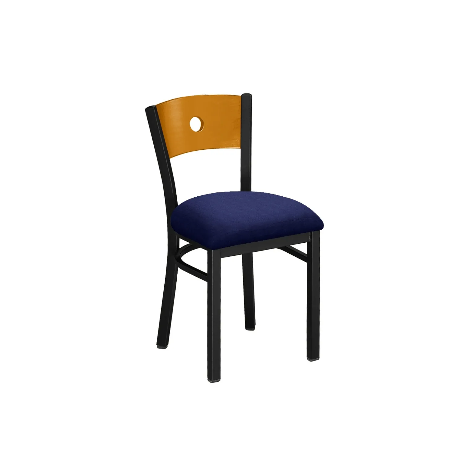 Circle-Back Chair with Wood Back and Black Frame