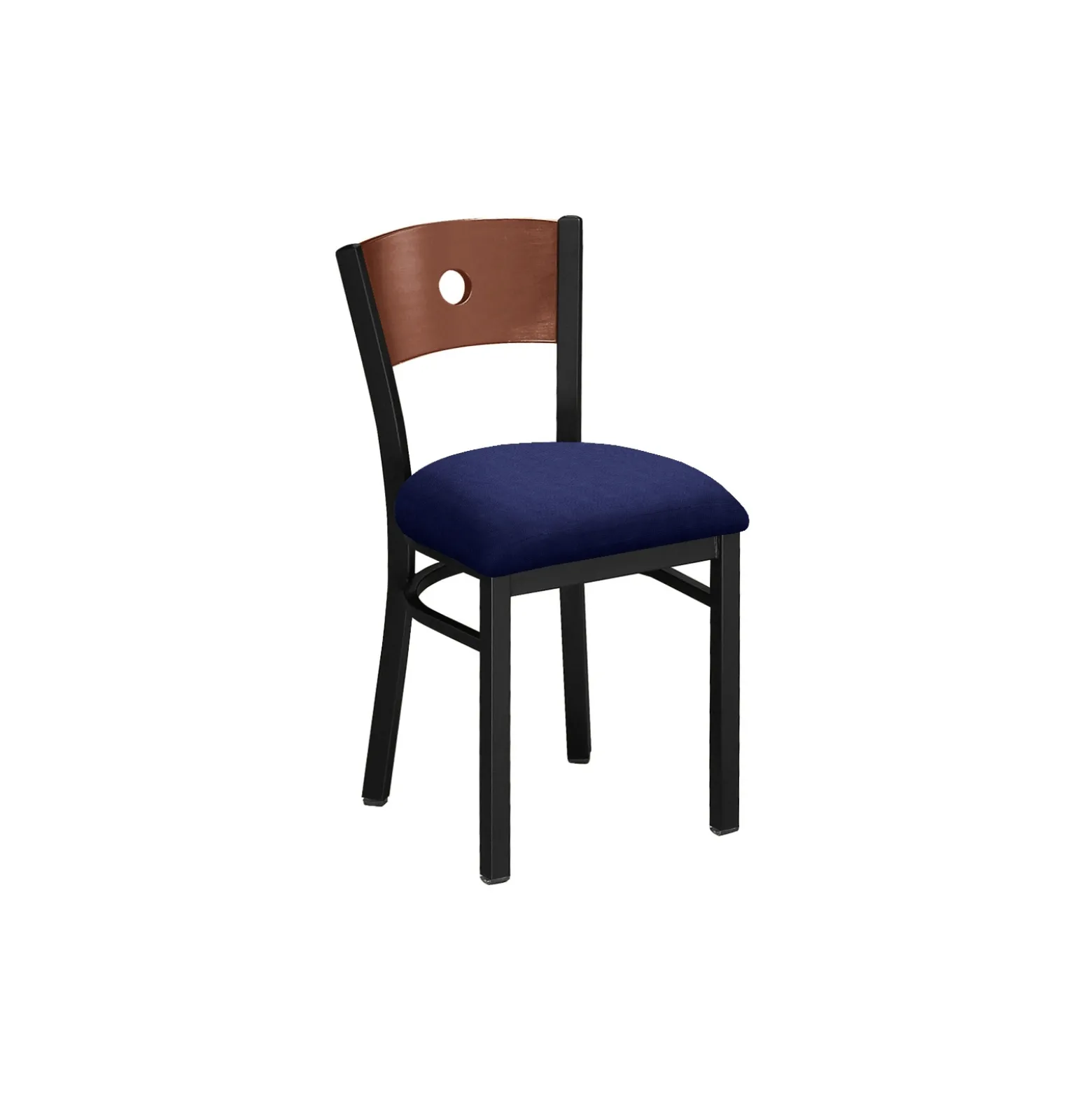 Circle-Back Chair with Wood Back and Black Frame
