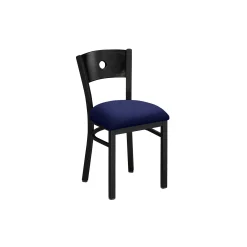 Circle-Back Chair with Wood Back and Black Frame