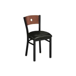 Circle-Back Chair with Wood Back and Black Frame