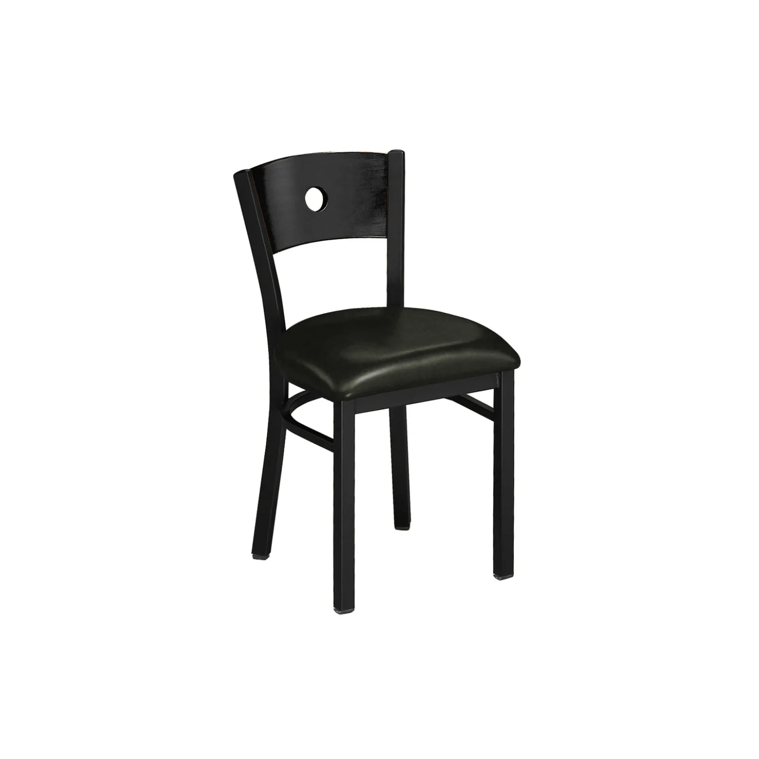 Circle-Back Chair with Wood Back and Black Frame