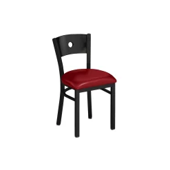 Circle-Back Chair with Wood Back and Black Frame